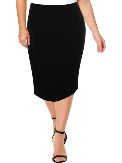 Kasper Plus Womens Office Wear Professional Pencil Skirt In Black