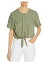 DESIGN HISTORY WOMENS TEXTURED KNOT-FRONT BLOUSE