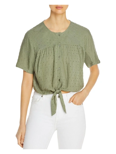 Design History Womens Textured Knot-front Blouse In Green