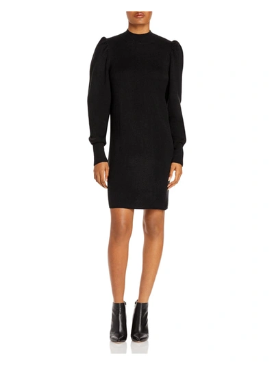 Wayf Lola Womens Mock Neck Mini Sweaterdress In Black