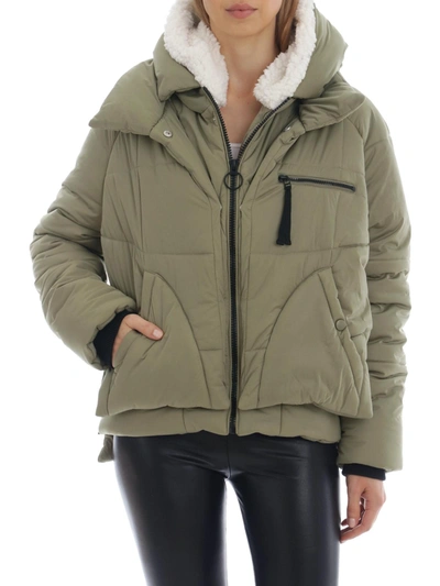 Avec Les Filles Womens Cold Weather Warm Puffer Jacket In Green