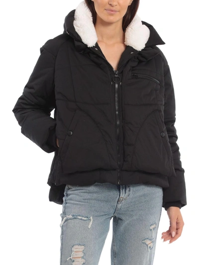 Avec Les Filles Womens Cold Weather Warm Puffer Jacket In Black