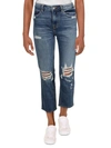 Vigoss Ace Ripped Deconstructed High Waist Straight Leg Jeans In Blue