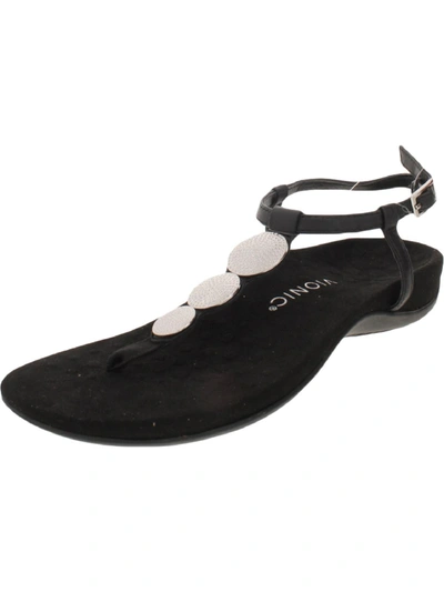 Vionic Lizbeth Womens Padded Insole Thong Flat Sandals In Black