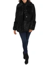 Kensie Womens Winter Cold Weather Faux Fur Coat In Black