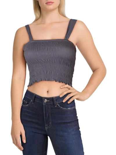 Comune Su Womens Ribbed Smocked Crop Top In Grey