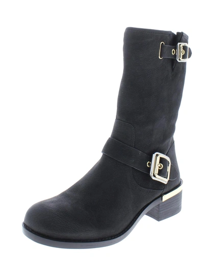 Vince Camuto Windy Womens Buckle Moto Mid-calf Boots In Black