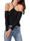 1.STATE WOMENS RIBBED COLD SHOULDER PULLOVER TOP