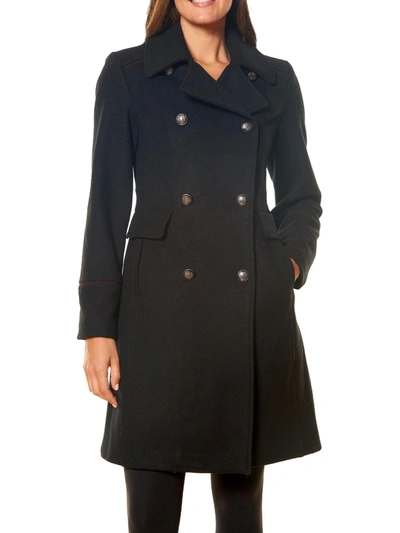 Vince Camuto Womens Wool Blend Double Breasted Wool Coat In Black