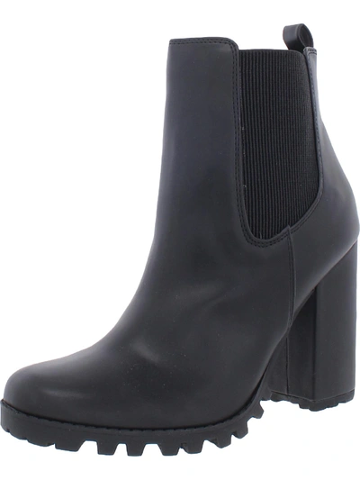 Steve Madden Acquire Womens Faux Leather Ankle Chelsea Boots In Black