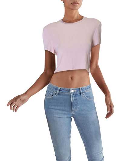 Bcbgeneration Womens Ribbed Baby Tee Crop Top In Pink