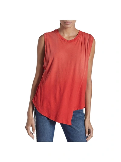 Current Elliott Womens Distressed Short Sleeve Top In Red