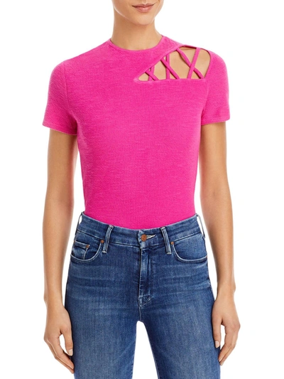 N:philanthropy Irene Womens Cut Out Criss Cross Bodysuit In Pink