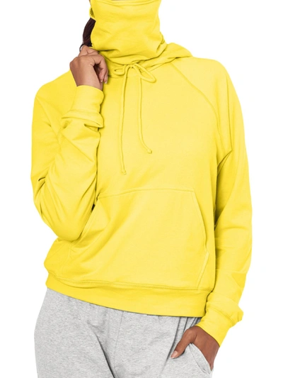 Betsy & Adam Womens Solid Built In Mask Hoodie In Yellow