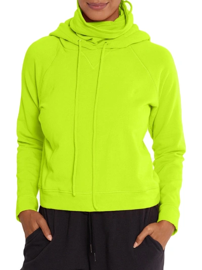 Betsy & Adam Womens Solid Built In Mask Hoodie In Green