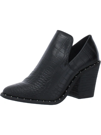 Very G Deavan Womens Faux Leather Embellished Ankle Boots In Black