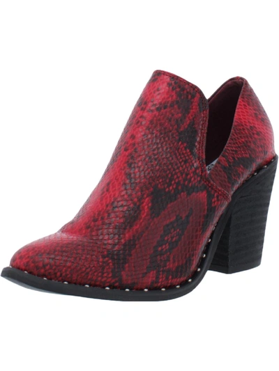 Very G Deavan Womens Faux Leather Embellished Ankle Boots In Red