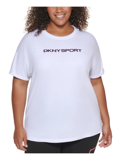 Dkny Sport Plus Womens Crewneck Cotton T-shirt In White
