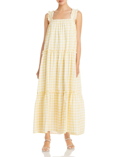 Charlie Holiday Lottie Womens Gingham Long Maxi Dress In Yellow