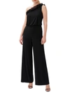 ADRIANNA PAPELL WOMENS RUFFLED ONE SHOULDER JUMPSUIT
