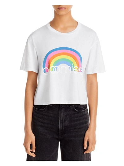 Bloomie's Rainbow Womens Graphic Boxy T-shirt In White
