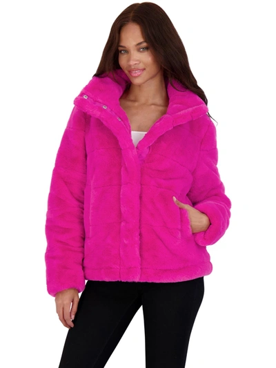 Avec Les Filles Womens Faux Fur Short Faux Fur Coat In Pink