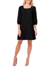 Cece Tiered Mock Neck Long Sleeve Shift Dress In Black