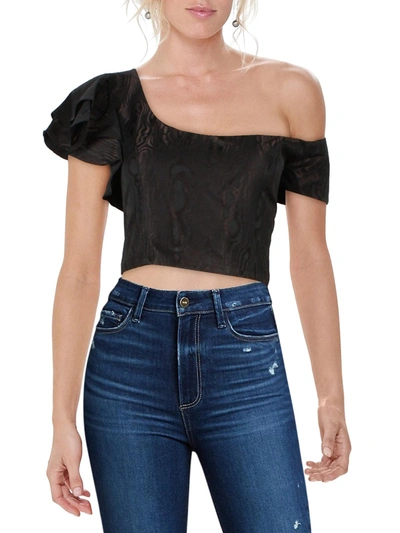 Flor Et.al Jackson Womens Printed Cropped Top In Black