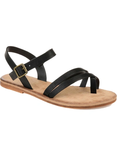 Journee Collection Vasek Womens Strappy Slingback Flat Sandals In Black