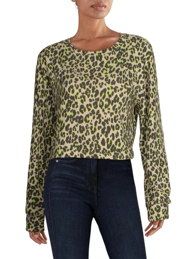 Le Lis Womens Leopard Long Sleeves Crop Top In Green