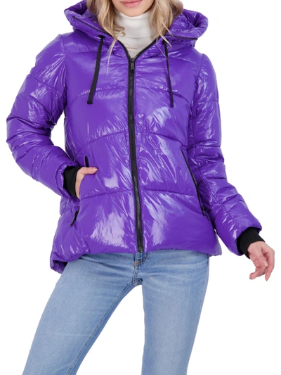 Sam Edelman Womens Lightweight Warm Puffer Jacket In Purple