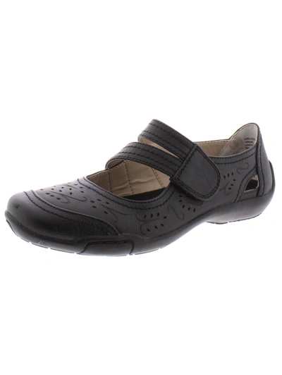 Ros Hommerson Chelsea Womens Leather Laser Cut Mary Janes In Black