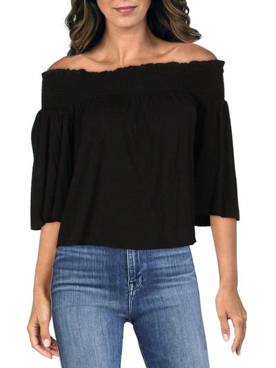 1.state Womens Off The Shoulder Smocked Top In Black