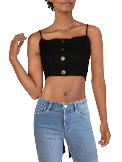 After Market Womens Linen Blend Tie Back Bandeau Top In Black