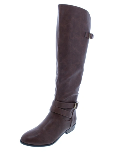 Material Girl Carleigh Womens Faux Leather Knee-length Riding Boots In Brown