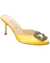 Manolo Blahnik Hangisi 70 Embellished Satin Mules In Yellow