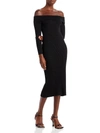 FORE WOMENS OFF THE SHOULDER RIBBED KNIT MIDI DRESS