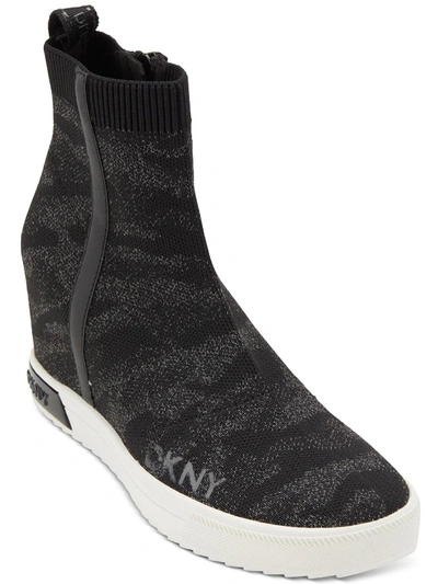Dkny Cali Womens Knit Wedge Casual And Fashion Sneakers In Black