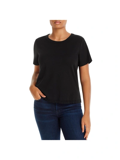 Aqua Womens Ribbed Lace Trim T-shirt In Black