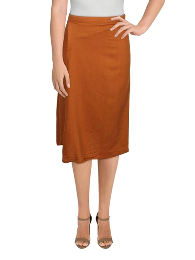 Sancia Daria Womens Linen Blend Faux Wrap Tulip Skirt In Brown