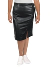 ANNE KLEIN Womens Faux Leather Midi Wrap Skirt