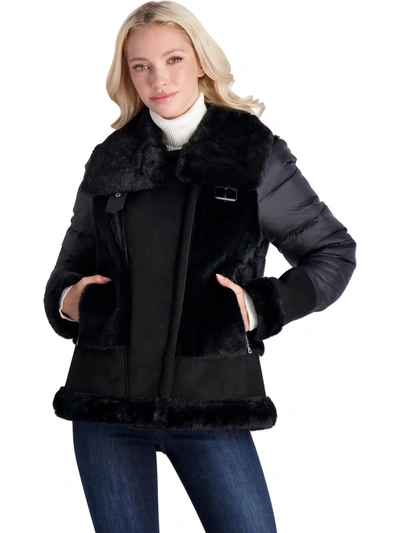 Tahari Saylor Womens Winter Down Puffer Coat In Black