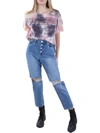 BLANKNYC WOMENS DESTROYED BUTTON FLY CROPPED JEANS