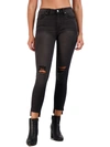 Just Black Womens High Rise Distressed Skinny Jeans In Black