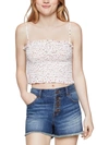 BCBGENERATION WOMENS SMOCKED PRINTED CROP TOP