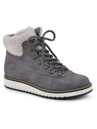 White Mountain Cozy Womens Leather Ankle Ankle Boots In Grey