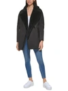 Calvin Klein Womens Midi Warm Faux Fur Coat In Black