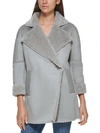 Calvin Klein Womens Midi Warm Faux Fur Coat In Grey