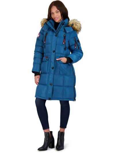 Canada Weather Gear Womens Faux Fur Heavyweight Puffer Coat In Black