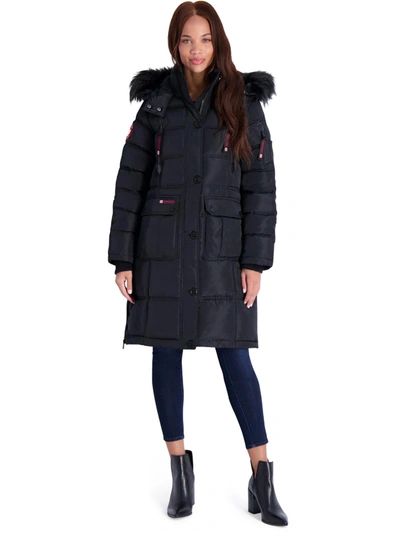 Canada Weather Gear Womens Faux Fur Heavyweight Puffer Coat In Black